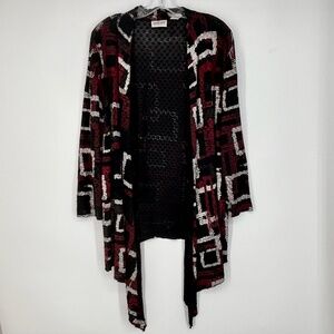 Chico's Travelers Size 3 Womens XL Open Front Cardigan Jacket Black Red White